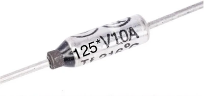 Термопредохранитель RY-125, 121°C, 10А, 250V невосстанавливающийся