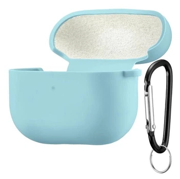 Силіконовий чохол Silicone Case для AirPods 4 sea blue з мікрофіброю бирюзовый з карабіном