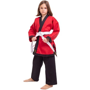 Кимоно для айкикендо карате размер 1 140 см Хлопок Полиэстер 240 г/м2 AYKIKENDO KARATE BALLONSTAR красно-черный AKS