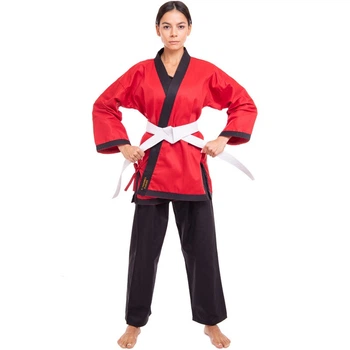Кимоно для айкикендо карате размер 6 190 см Хлопок Полиэстер 240 г/м2 AYKIKENDO KARATE BALLONSTAR красно-черный AKS