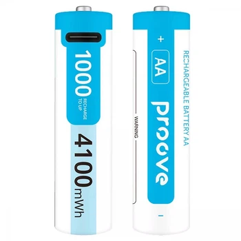 Аккумуляторные батарейки Proove AA 2 штуки 4100mAh с разъемом Type-C с кабелем 1х2 Compact Energy Pro (RBCE40702002)