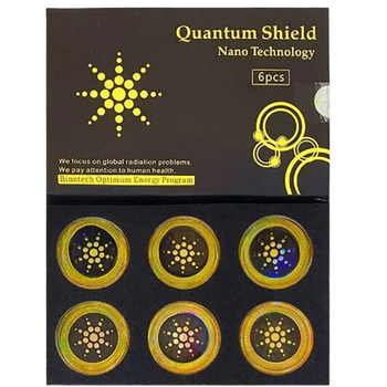 Защитные антирадиационные наклейки QUANTUM SHIELD, комплект 6 шт, золотой цвет