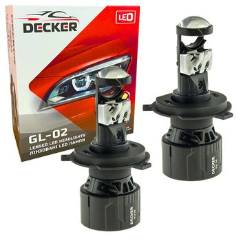 Led светодиодные мини линзы Bi-LED MiniLens Decker Led GL-02 H4 5000k 8000lm 45w 9-32v (2 шт)