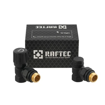Комплект для підключення радіатора кутовий Raftec BLACK 1/2' DKU11-B