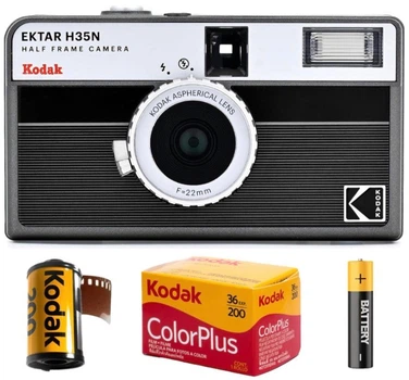 Пленочный фотоаппарат Kodak Ektar H35N Half Frame Camera Striped Black H35N черный / пленка Kodak Color Plus / батарейка