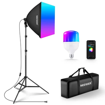 Комплект студійного світла NEEWER NK300 RGB з APP керуванням (софтбокс 60*60см, лампа RGB 24Вт, стійка 210см)