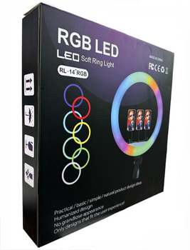 Кольцевая LED лампа RL14 RGB 36 см с держателем для телефона 220V