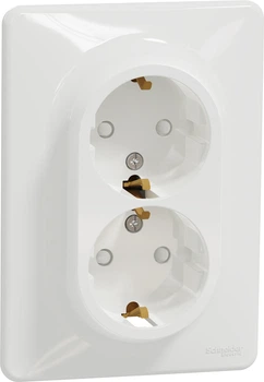 Подвійна розетка з заземленням Schneider Electric Sedna Design зі шторками Білий SDD311221