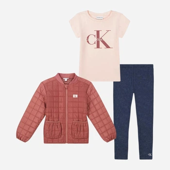 Детский комплект (куртка + футболка + лосины) для девочки Calvin Klein 36871294 122 см Розовый/Синий (1159839097)