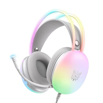 Ігрові навушники ONIKUMA X25 RGB із мікрофоном (USB + 3.5 мм, білі)