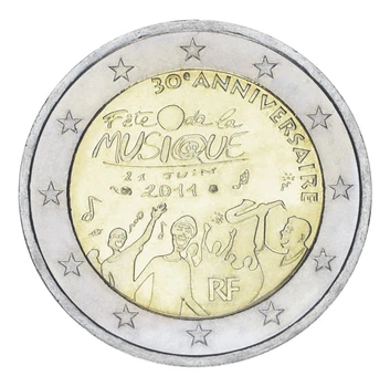 Монета Франция 2 евро 2011 Биметалл UNC 30 лет фестиваля музыки