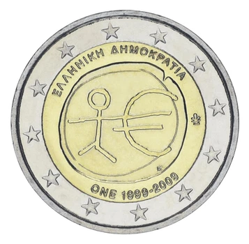 Монета Греция 2 евро 2009 Биметалл UNC 10 лет союзу