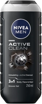 Гель для душа NIVEA MEN Активное Очищение 3В1 для тела-лица-волос 250 мл (4006000009421/5900017042435)