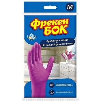 Перчатки хозяйственные Фрекен БОК р.8-M розовые крепкие 1 пара