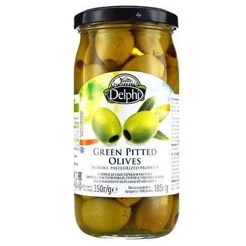 Оливки зелені без кісточки Delphi 350г(5201306821053)