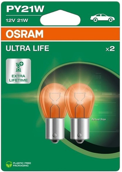 Zestaw żarówek samochodowych Osram Ultra Life PY21W 21 W 12 V Pomarańczowy 2 szt (7507ULT-2BL)