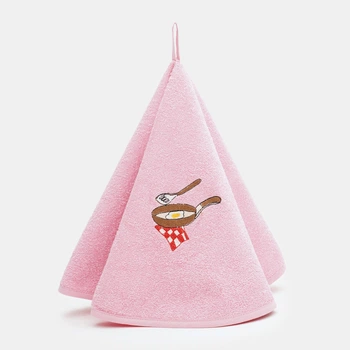 Рушник махровий Fushia "Пательня" рожевий кухонний круглий d60 см у сумці