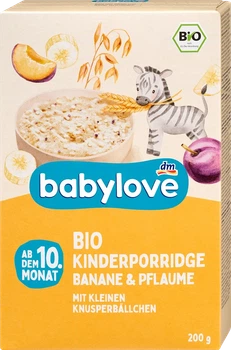 Безмолочна злакова каша Babylove з бананом та сливою для дітей з 10 місяців, 200 грам