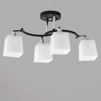 Люстра потолочная Light House SR-20291/4 BK+CR L680*W470*H220 E27 черная + хром, плафоны белые