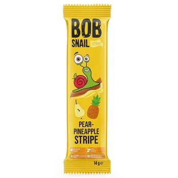 Цукерка Bob Snail страйпс груша-ананас 14г