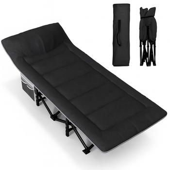 Похідна туристична розкладачка з вбудованим матрацом LEOBRO Black (LB-CC-K1-BLK)