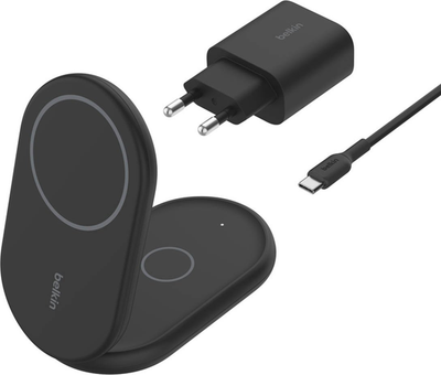 Ładowarka indukcyjna Belkin BoostCharge 2-in-1 Magnetic Foldable Wireless Charger 15 W Black (WIZ028VFBK)