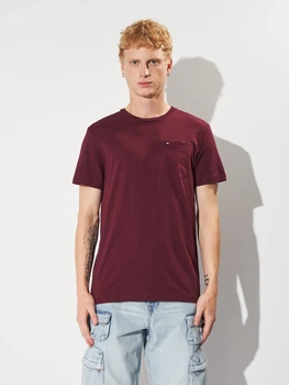 Футболка хлопковая длинная мужская Tommy Hilfiger 11635 S Бордовая (smt2000000040592)