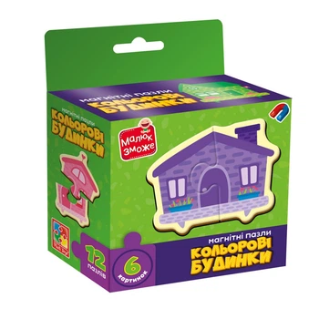 Детские магнитные пазлы "Цветные дома" Vladi Toys VT1733-03, 6 картинок
