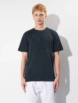 Футболка хлопковая длинная мужская Armani Exchange 11546 S Темно-синяя (smt2000000036366)