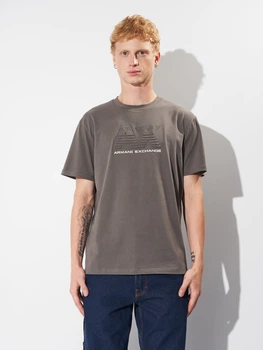Футболка хлопковая длинная мужская Armani Exchange 11549 S Серая (smt2000000036519)