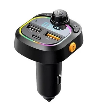 FM адаптер C28 — тройное автомобильное зарядное устройство Type-C 3.1A + USB