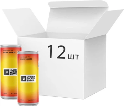 Упаковка пива Underwood Brewery Milky Mango світле нефільтроване 5.5% 0.33 л х 12 шт (14820224360345)