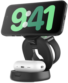 Індукційний зарядний пристрій Belkin BoostCharge 3-in-1 Magnetic Foldable Wireless Charger 15 Вт Black (WIZ034KQBK)