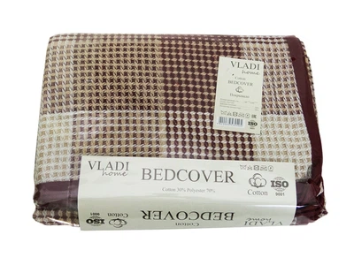 Покрывало Vladi - BOB бело-песочно-бордо 140*200 полуторное