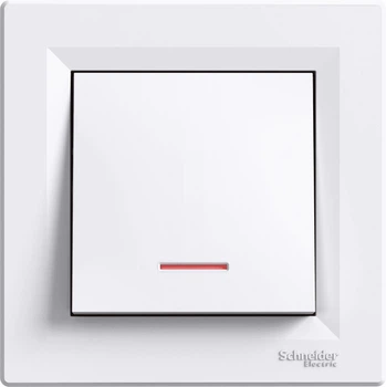 Перемикач 1-клавішний Schneider Electric Asfora з підсвіткою самозажимний білий EPH1500121