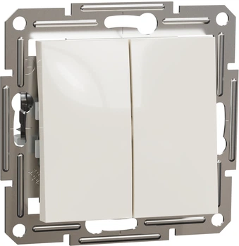 Вимикач 2-клавішний Schneider Electric Asfora кремовий без рамки EPH0370123