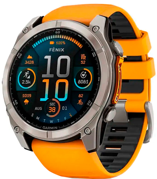 Smartwatch Garmin fenix 8 51mm AMOLED Sapphire Titanium with Spark Orange and Graphite Silicone Band (010-02905-11)