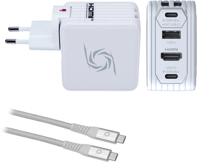 Ładowarka sieciowa AverMedia GC313 Core Go 2xUSB-C USB-A HDMI PD3.0 100 W + kabel 2 m, biała (40AAGC313AWP)