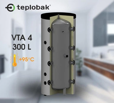 Буферная ёмкость Теплобак ВТА-4 (бак-накопитель) 300 л, черная сталь пищевая для тепловых насосов, котлов