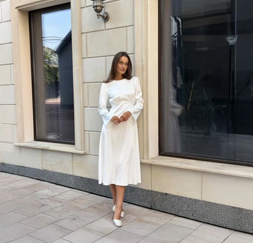 Белое платье миди FashionYouWant L белый 43446469