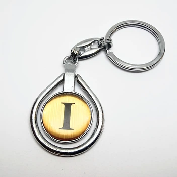Брелок буква Finding Кольцо кулон капля буква I для ключей Сталистый золотистый 4.5см x 3.2см