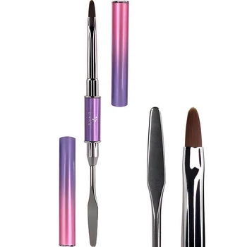 Пензлик двосторонній DNKa' для полігеля зі шпателем Polygel Brush #0004 9 мм