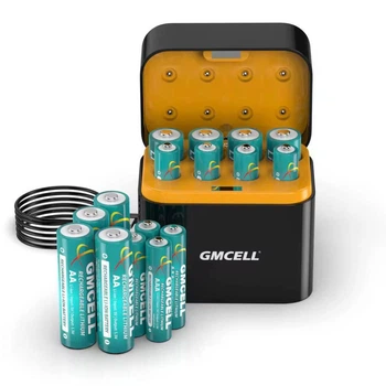 Зарядное устройство для аккумуляторных батареек GMCELL Li-Ion USB комплект 4 АА 3600mWh + 4 ААА 1300mWh 1.5V (BT04)