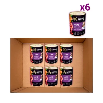 Упаковка влажного корма для стерилизованных кошек Savory с ягненком 400 г х 6 шт