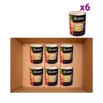 Упаковка вологого корму для стерилізованих котів Savory з куркою 400 г х 6 шт