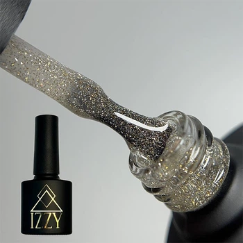 Глянцевый светоотражающий топ IZZY Reflective для ногтей с золотым блеском , без липкого слоя 10мл (700410)