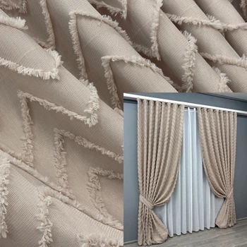 Комплект штор VR-Textil Лен Букле № 1813ш Пудровый 150х295 см 2 шт (33-0789)