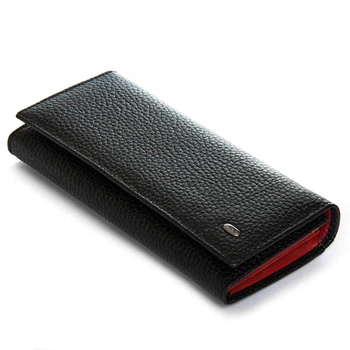 Женский кожаный кошелек на магнитах Dr.Bond W1-V-4 black-red