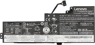 Акумулятор Lenovo ThinkPad T470 T480 A475 A285 01AV419 01AV420 01AV489 SB10K97576 SB10K97578, 11,46 В, 24 Вт/год 01AV421