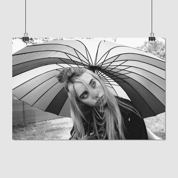 Постер Билли Айлиш под зонтом, Billie Eilish, A2 40×60 см (id3873)